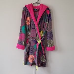 Women's Super Soft Hooded Donut Print Robe